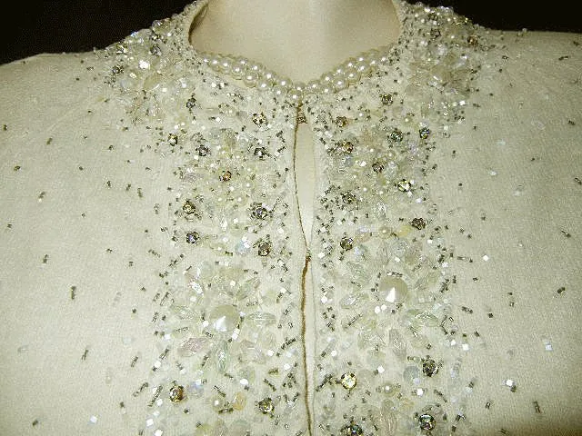 *  FROM MY OWN PERSONAL COLLECTION - FROM MY OWN PERSONAL COLLECTION - VINTAGE  VALENTINA LTD. RHINESTONE, PEARL & BEADED SWEATER