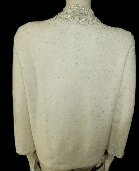 *  FROM MY OWN PERSONAL COLLECTION - FROM MY OWN PERSONAL COLLECTION - VINTAGE  VALENTINA LTD. RHINESTONE, PEARL & BEADED SWEATER