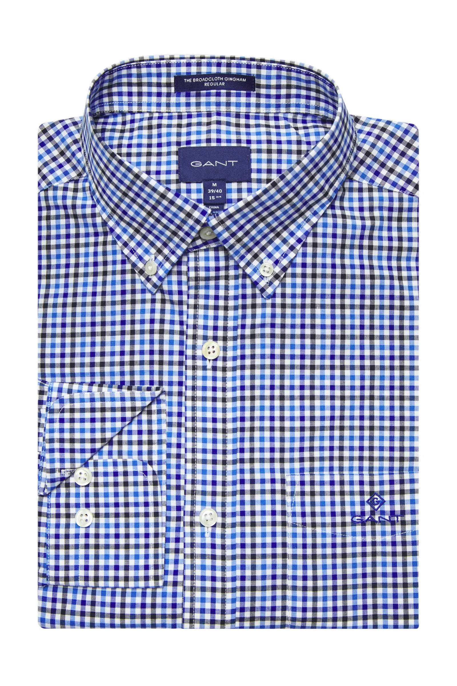 3 Colour Gingham Shirt - College Blue | Pumpkin Orange