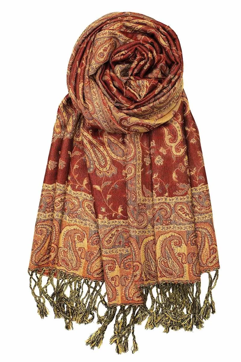 Achillea Soft Silky Reversible Paisley Pashmina Shawl Wrap Scarf