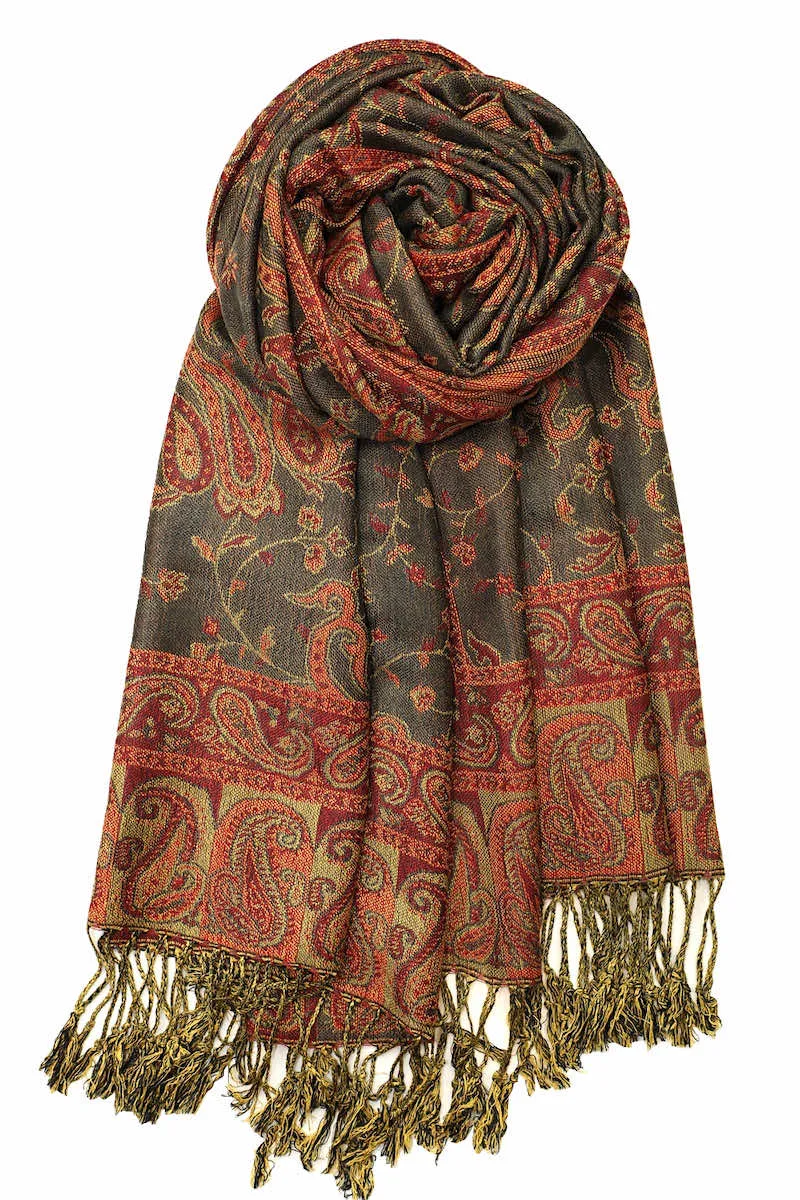 Achillea Soft Silky Reversible Paisley Pashmina Shawl Wrap Scarf