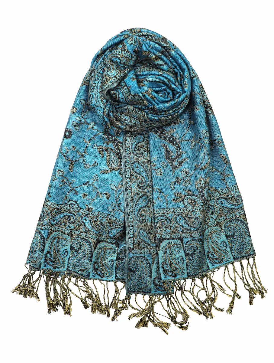 Achillea Soft Silky Reversible Paisley Pashmina Shawl Wrap Scarf