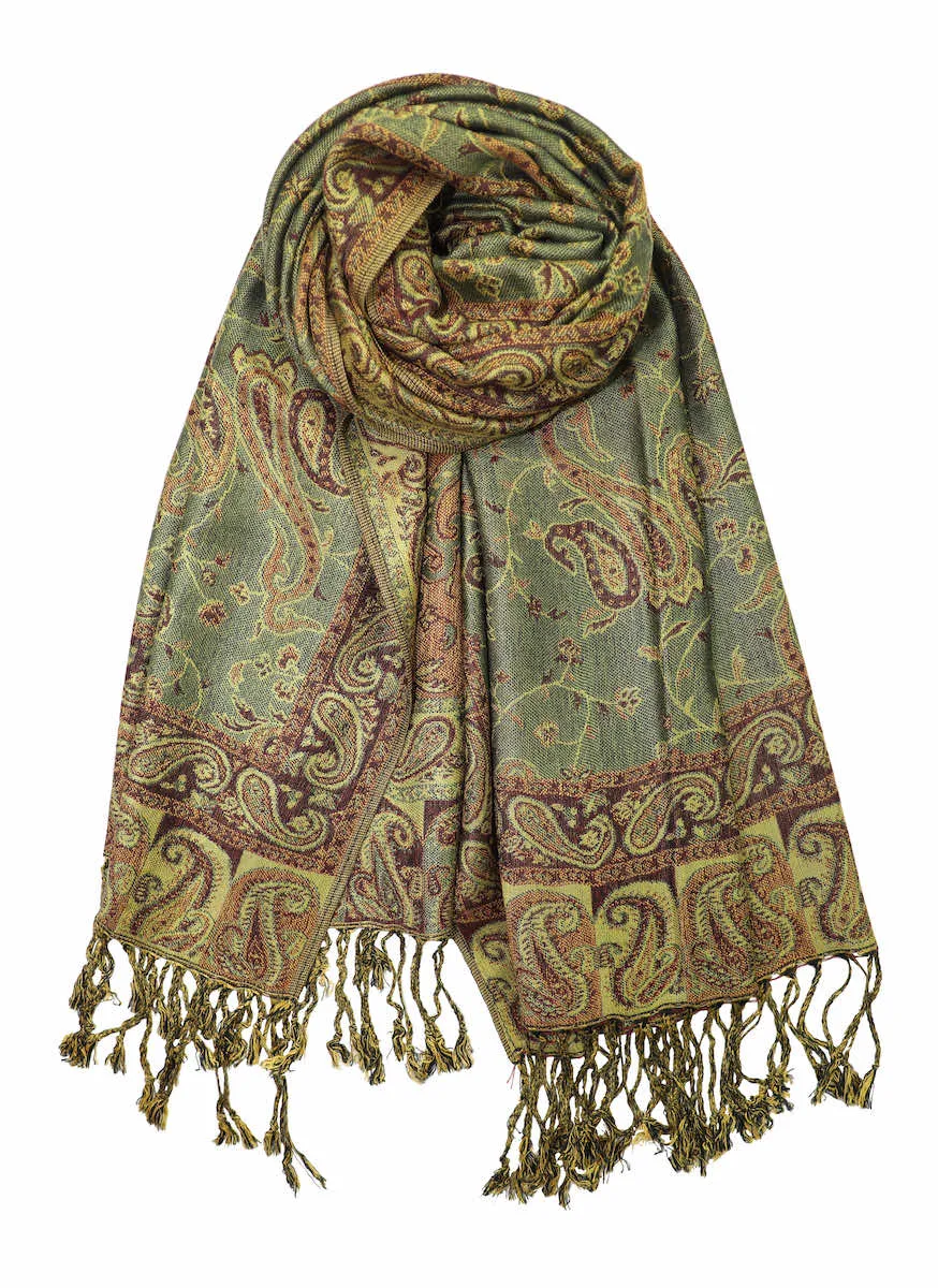 Achillea Soft Silky Reversible Paisley Pashmina Shawl Wrap Scarf