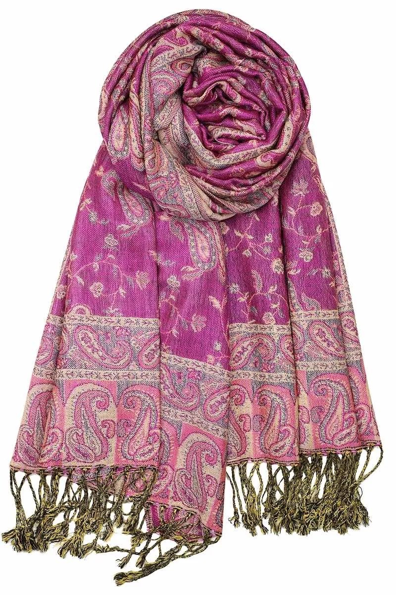 Achillea Soft Silky Reversible Paisley Pashmina Shawl Wrap Scarf