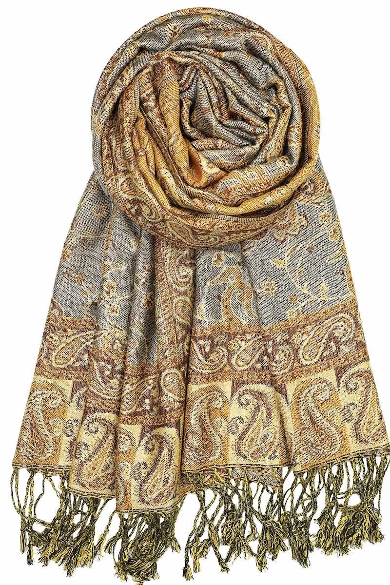 Achillea Soft Silky Reversible Paisley Pashmina Shawl Wrap Scarf