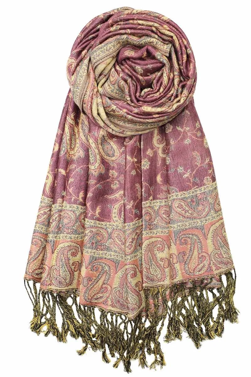 Achillea Soft Silky Reversible Paisley Pashmina Shawl Wrap Scarf