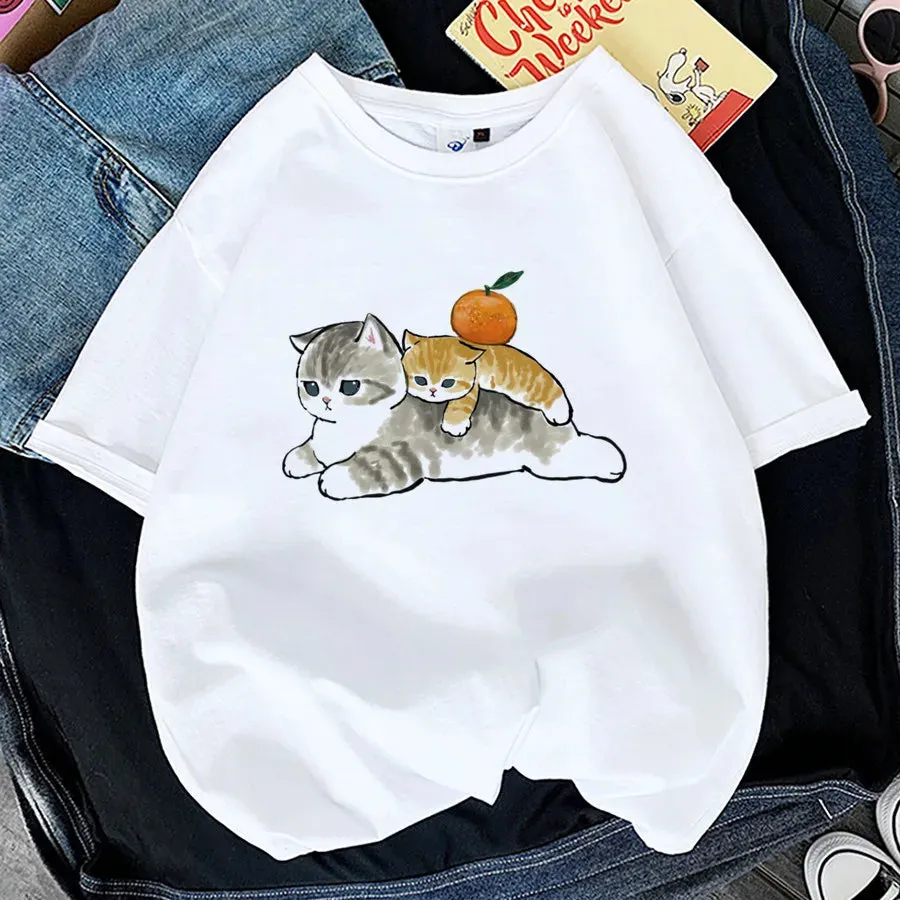 Adorable Cat Print T-Shirts