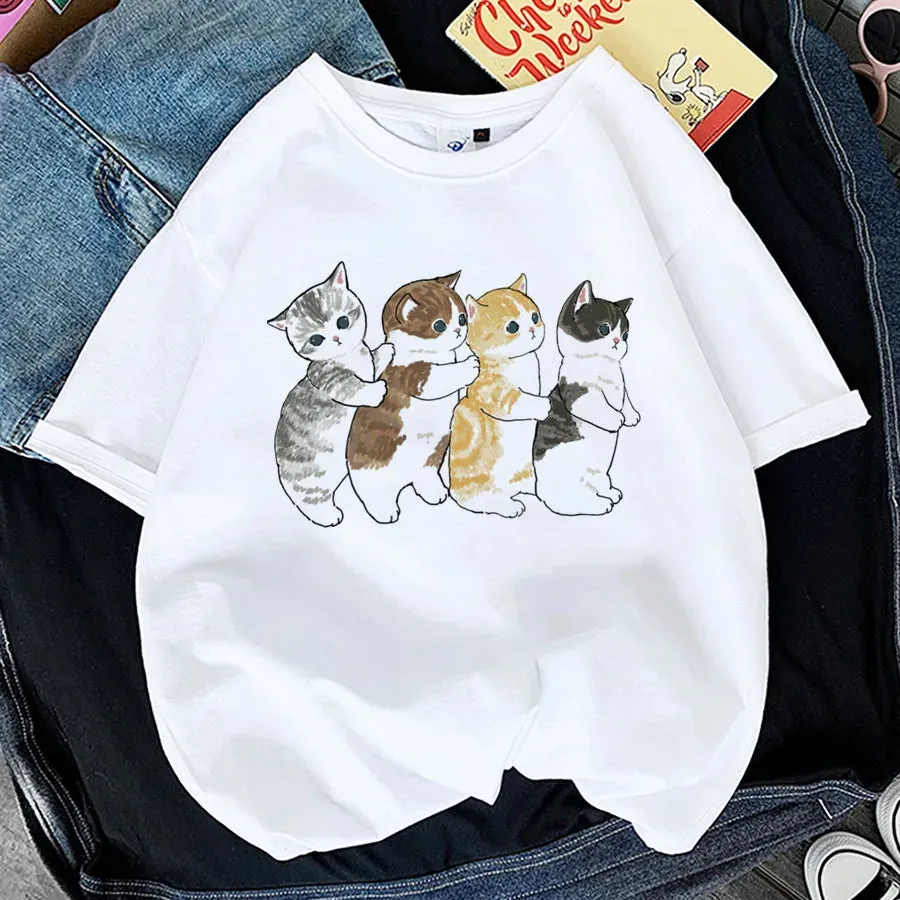 Adorable Cat Print T-Shirts