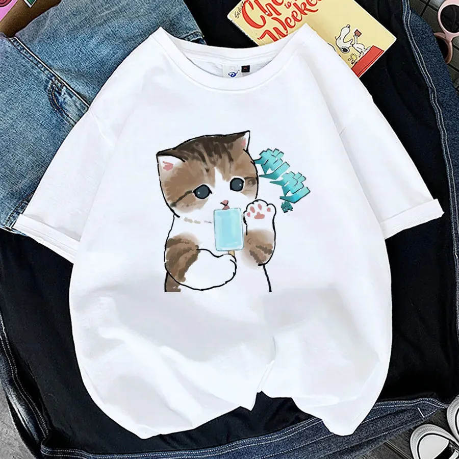 Adorable Cat Print T-Shirts