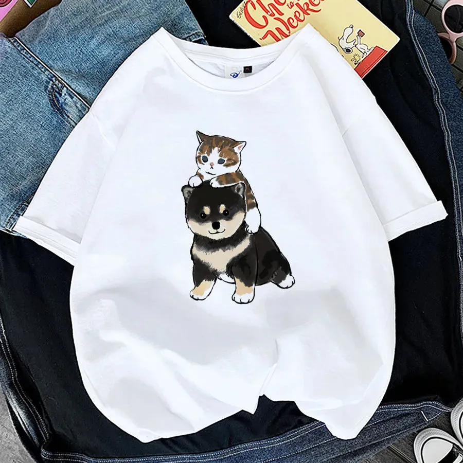 Adorable Cat Print T-Shirts