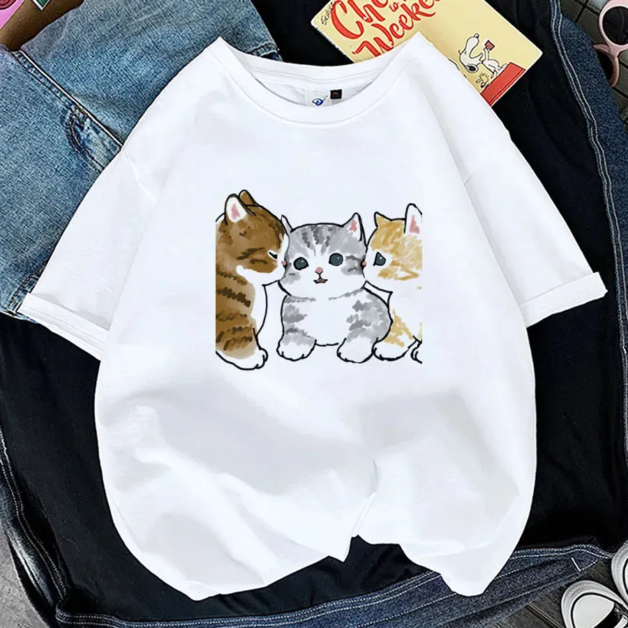 Adorable Cat Print T-Shirts