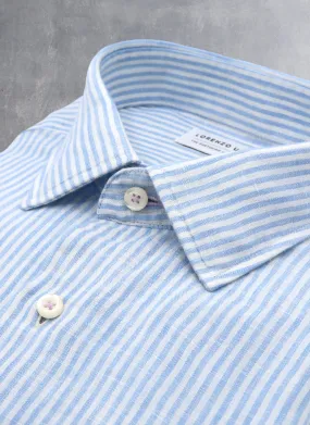 Alexander in Light Blue Stripe Linen Shirt