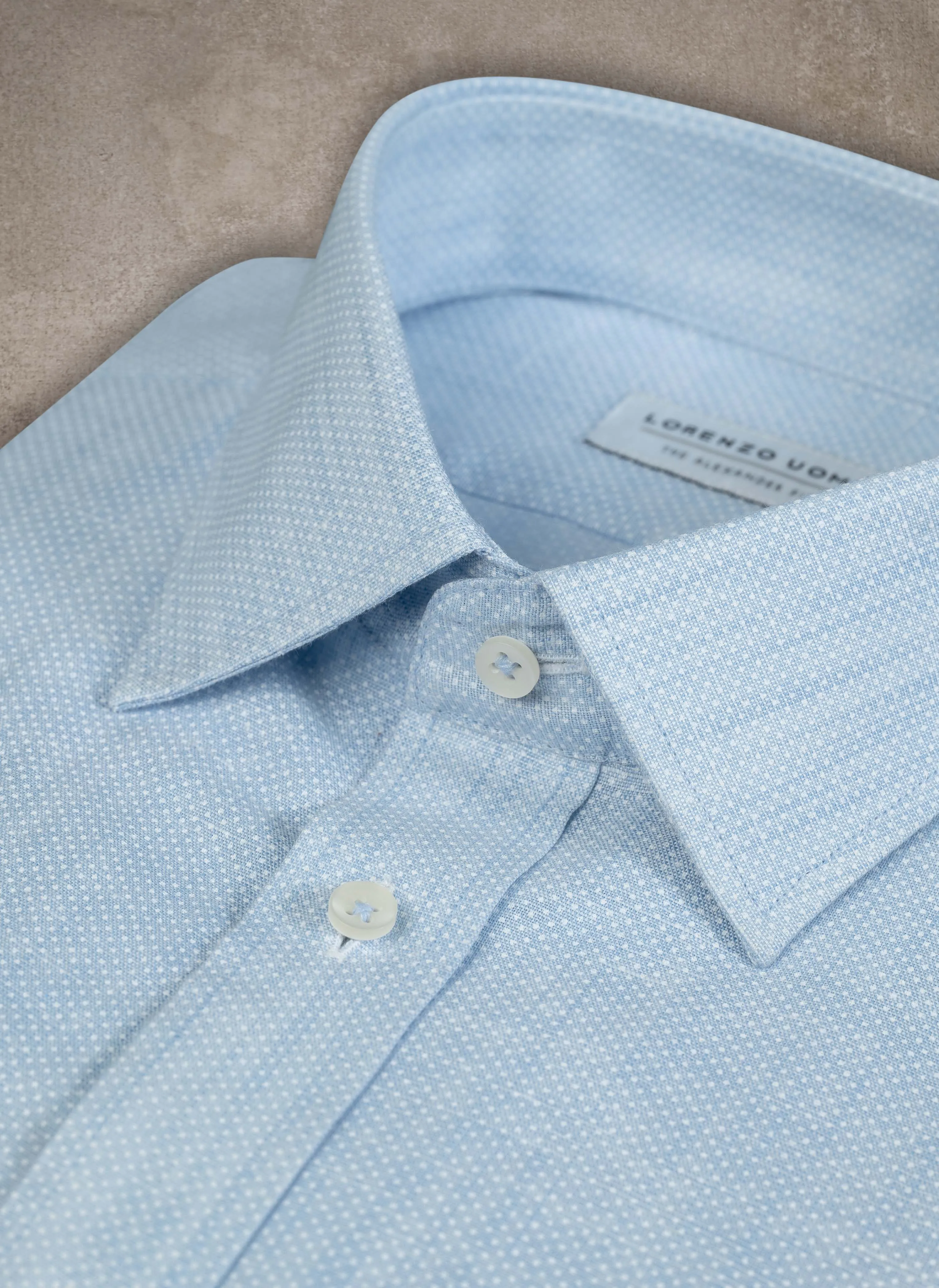 Alexander in "Mille Punte" Pale Blue Linen Shirt