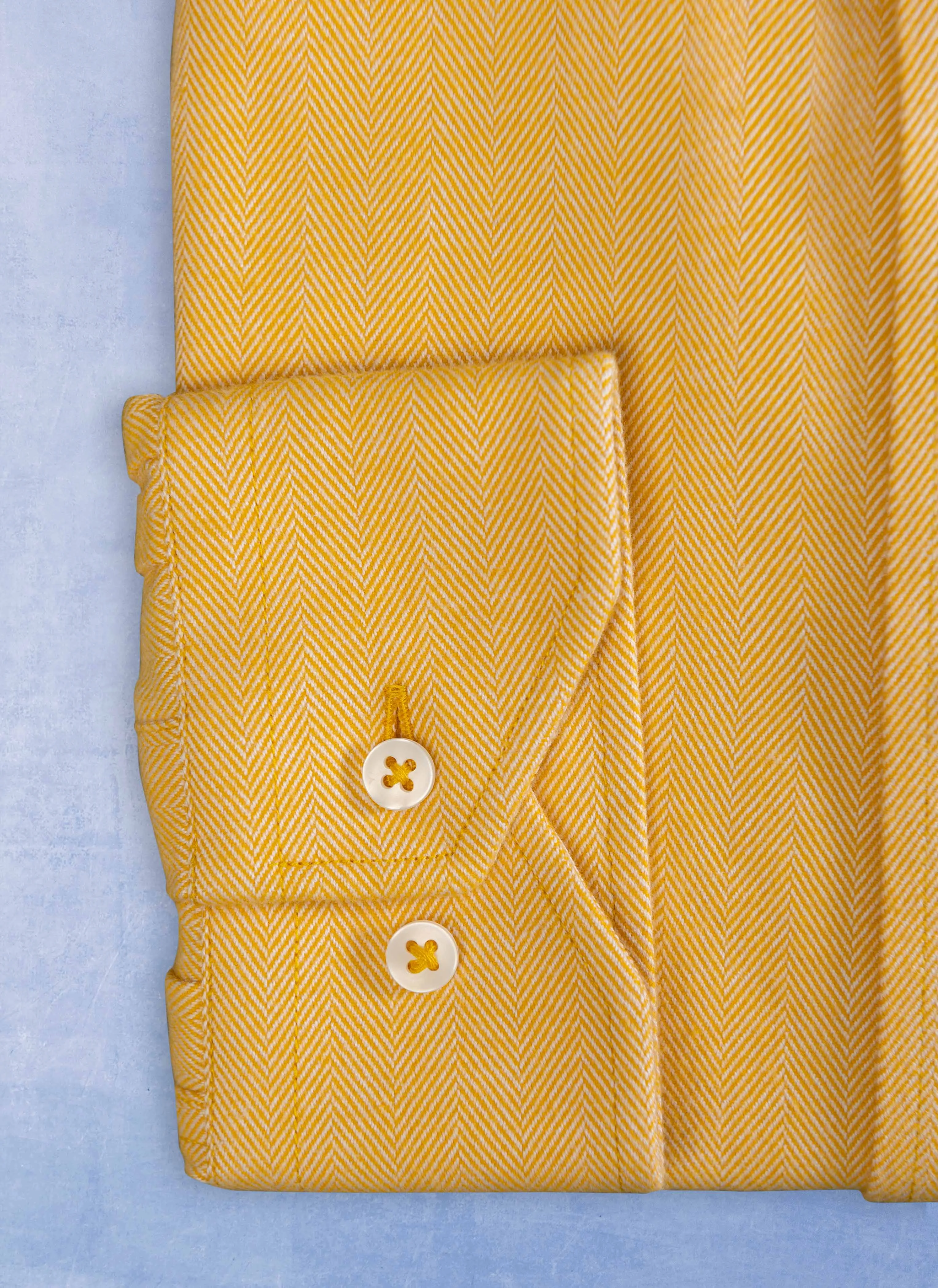 Alexander Sport Shirt in Solid Yellow Herringbone