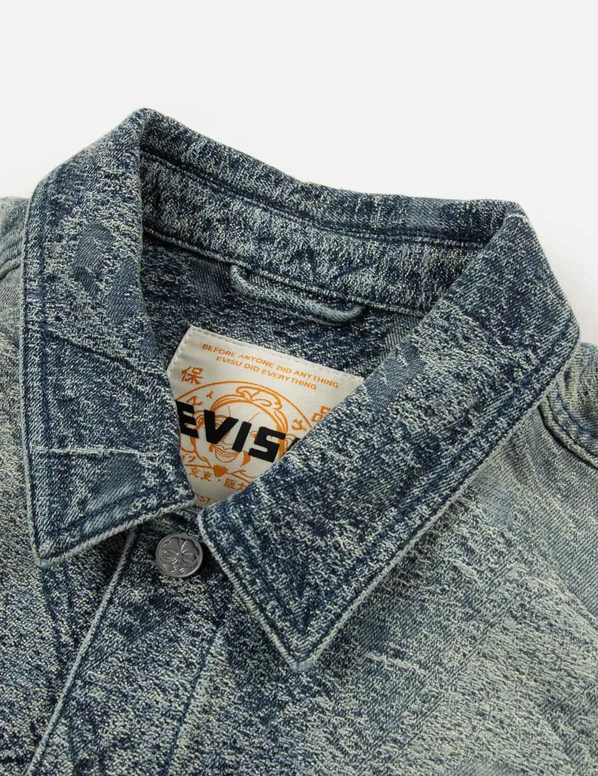 Allover Pocket Print and Seagull Embroidery Loose Fit Denim Jacket