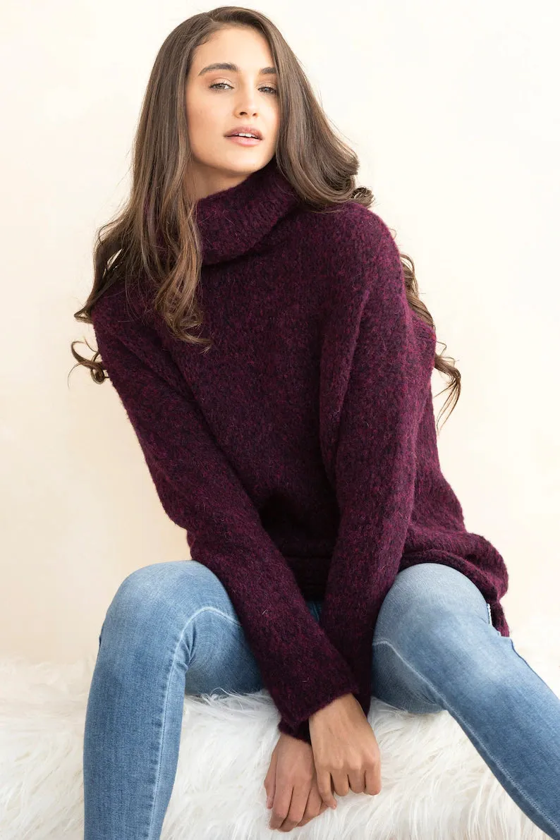 Alpaca wool  cowl neck woman sweater .