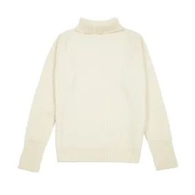 Andersen-Andersen Navy Turtle Neck Sweater in Off White