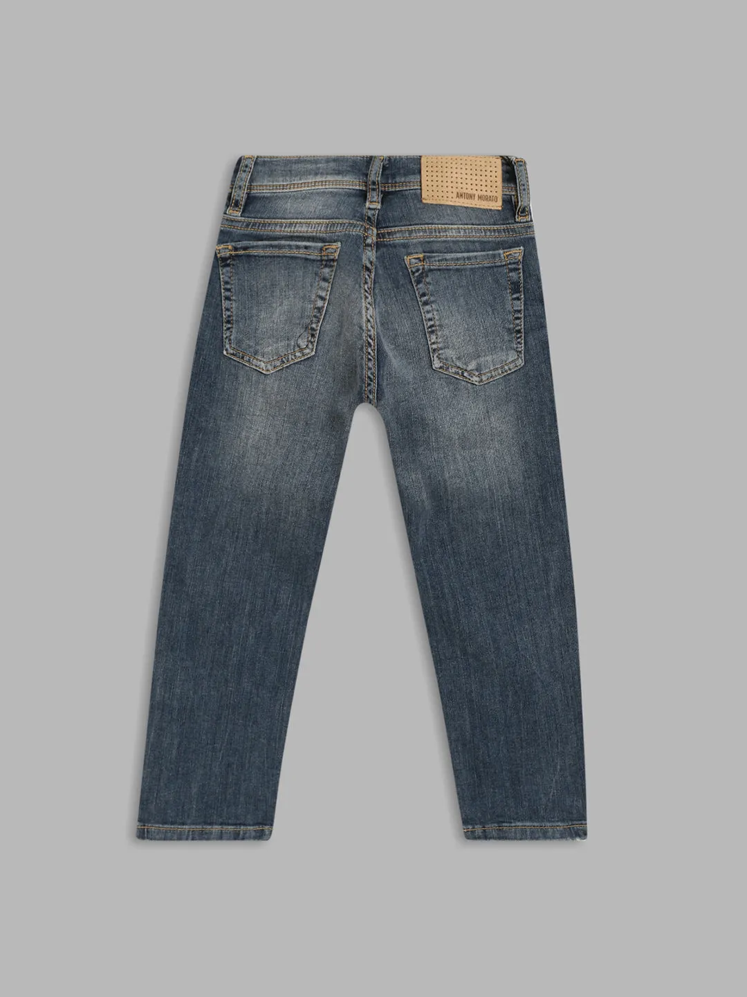 Antony Morato Boys Blue Tapered Fit Heavy Fade Jeans