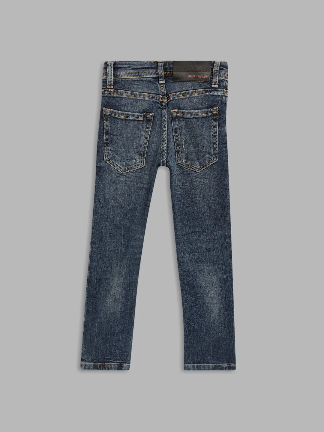 Antony Morato Boys Blue Tapered Fit Mildly Distressed Heavy Fade Jeans