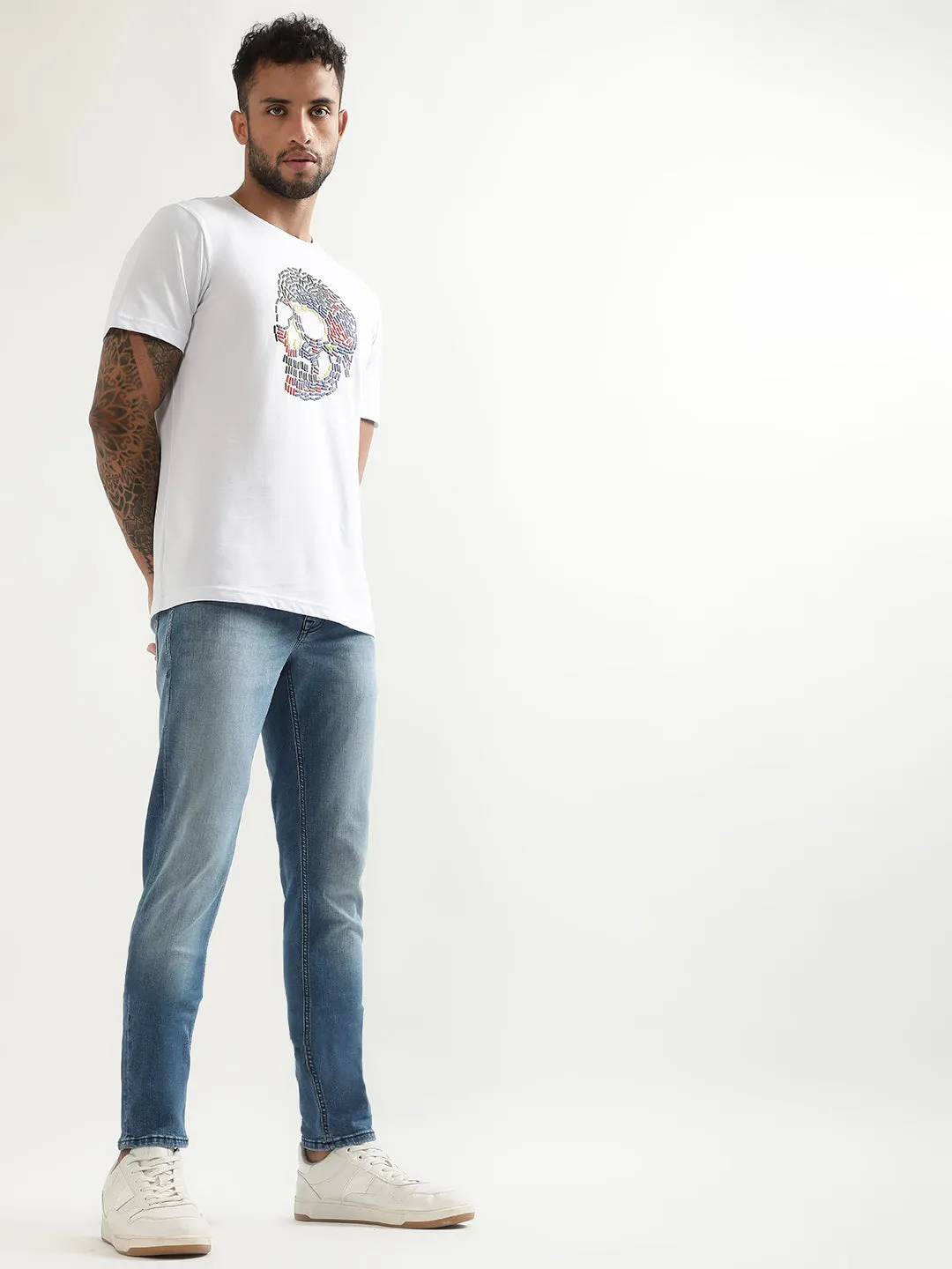 Antony Morato Men Tapered Fit Light Fade Stretchable Cotton Jeans