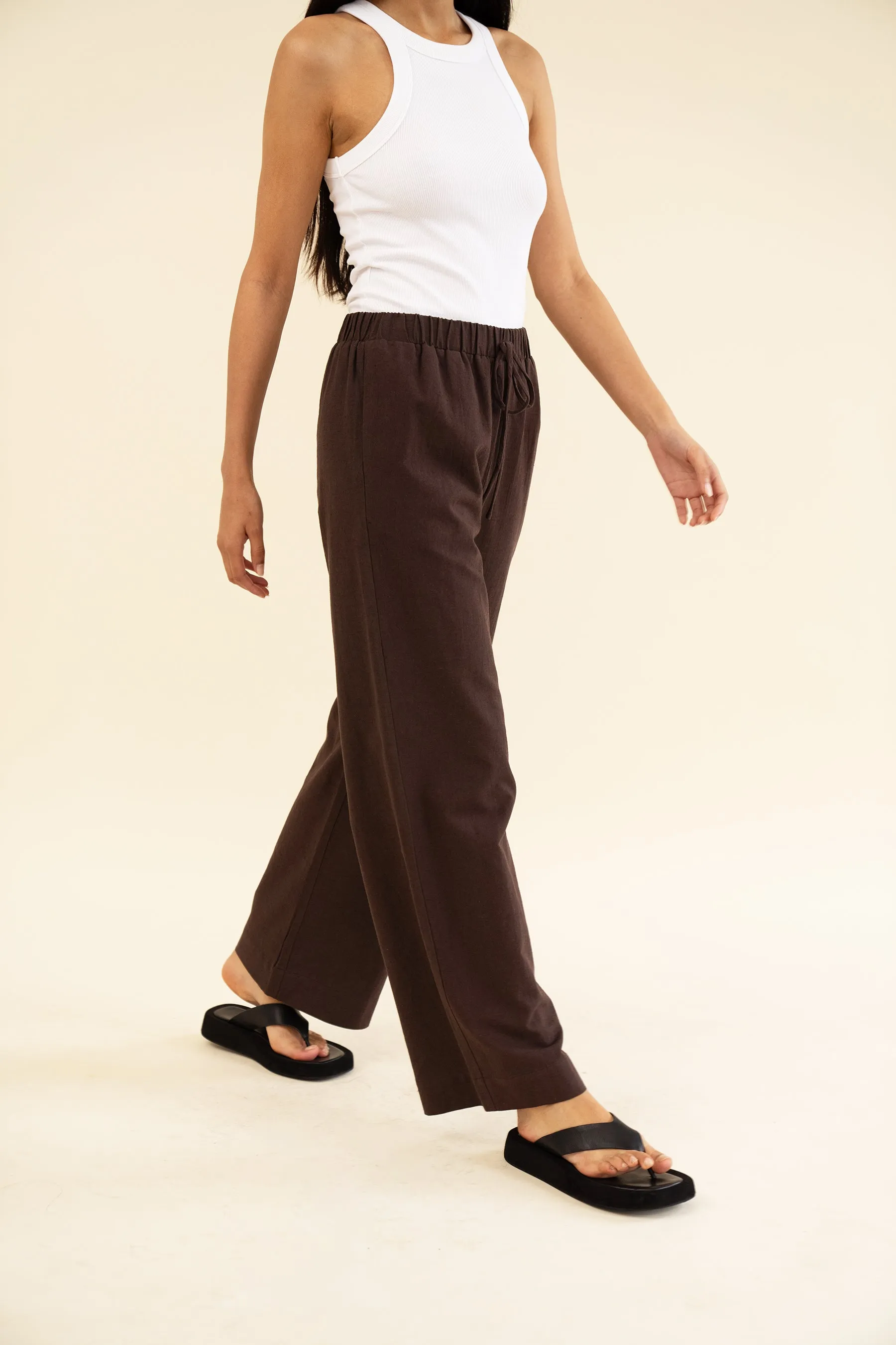 APARTMENT PANT - LINEN BRUN