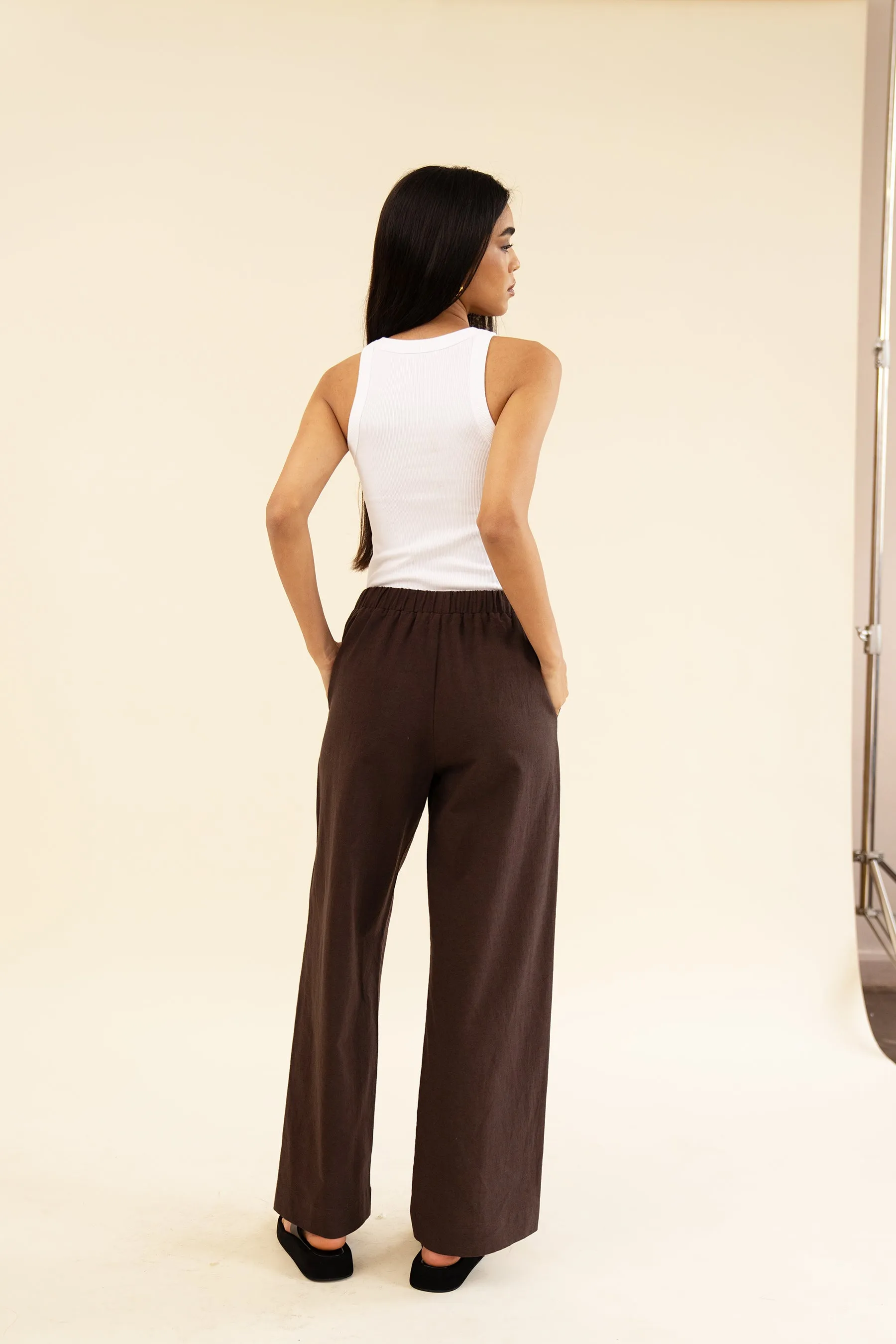 APARTMENT PANT - LINEN BRUN