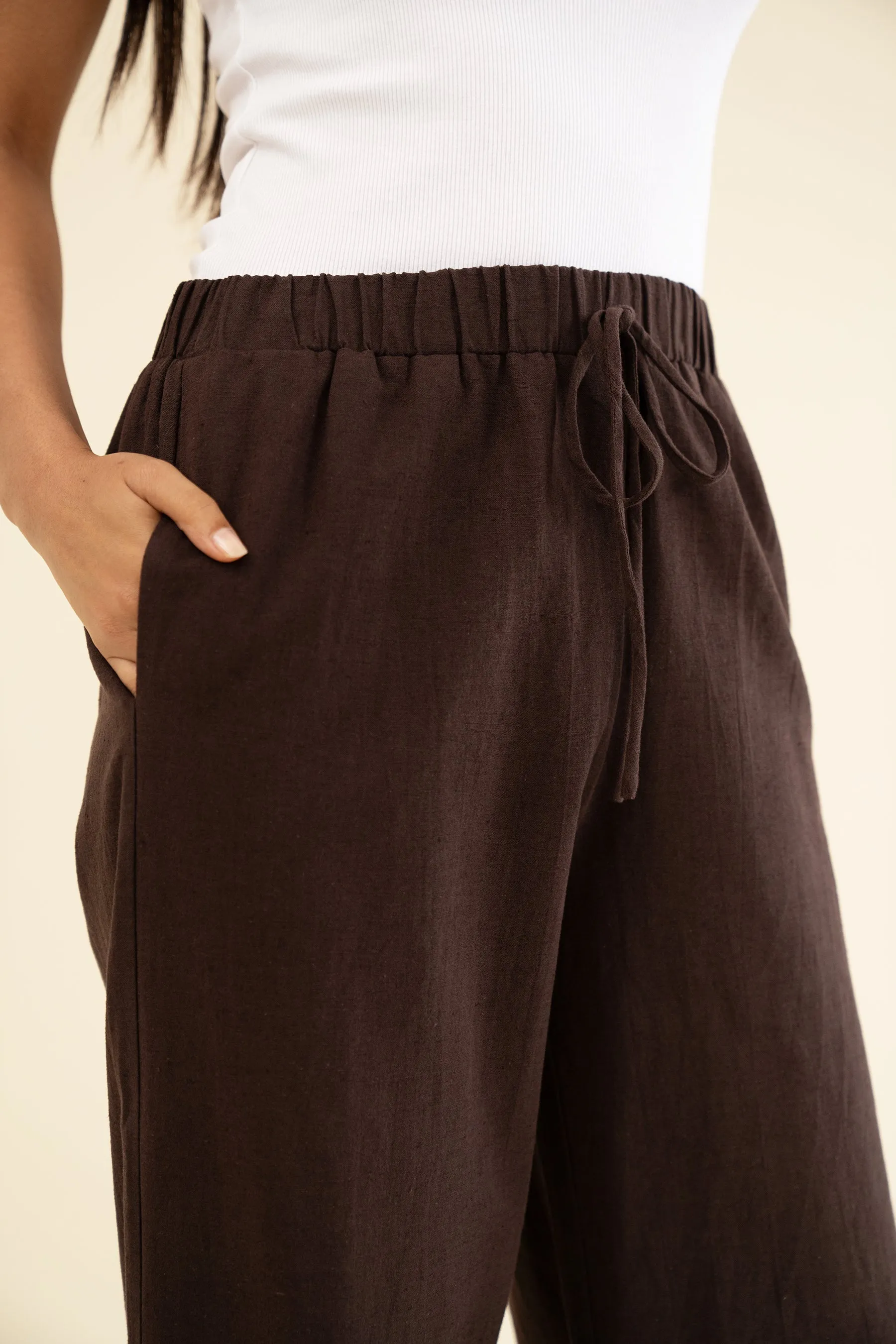 APARTMENT PANT - LINEN BRUN