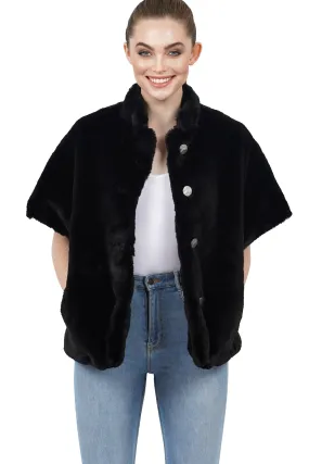 Arcadia Faux Fur Short Sleeve Jacket Coat