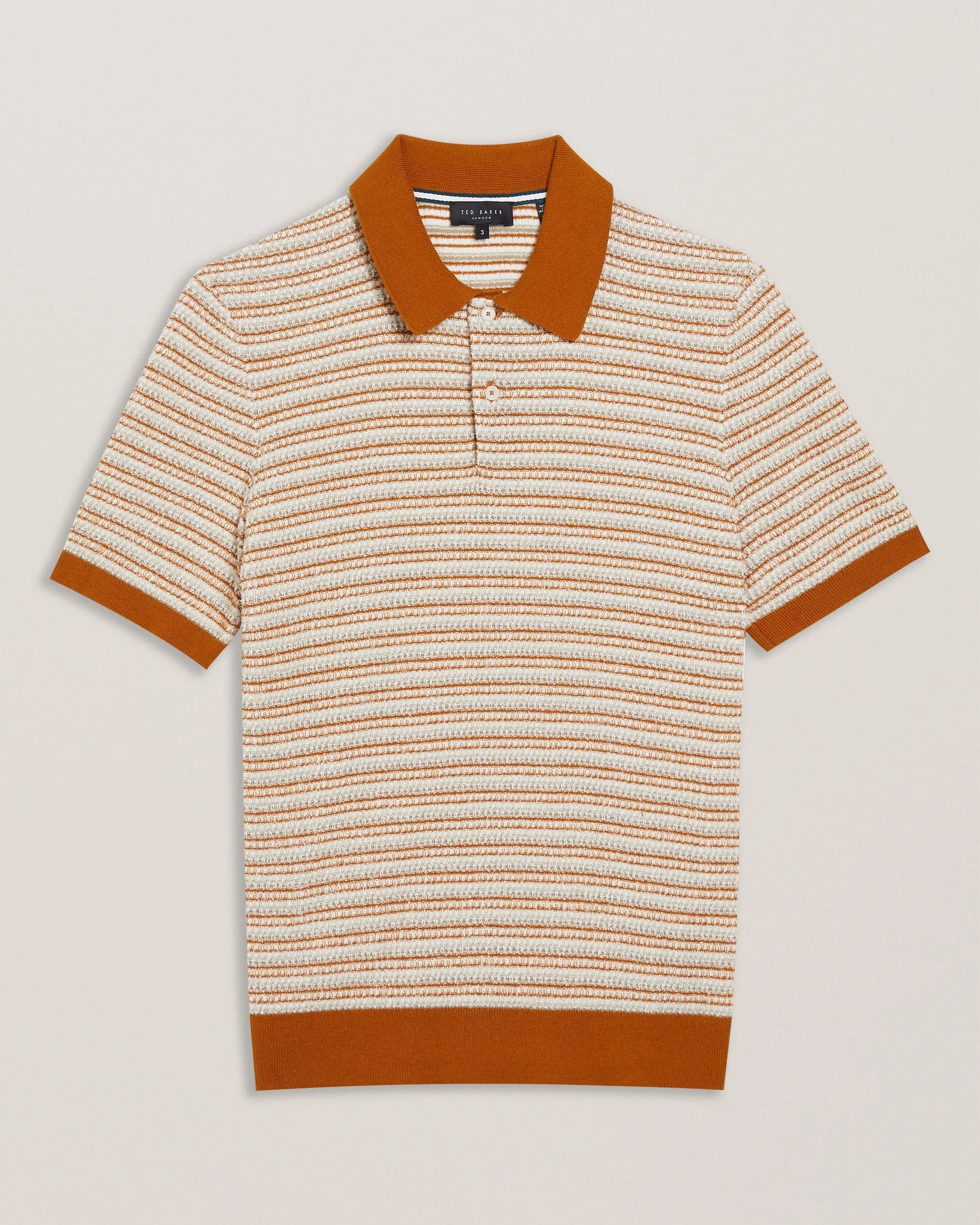 Ather Ss Regular Textured Stripe Polo Brt-Orange