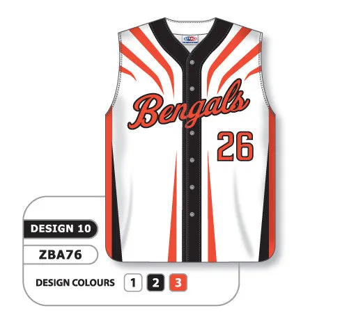 Athletic Knit Custom Sublimated Full Button Sleeveless Baseball Jersey Design 0910