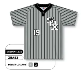 Athletic Knit Custom Sublimated One-Button Pro Placket Baseball Jersey Design 1121