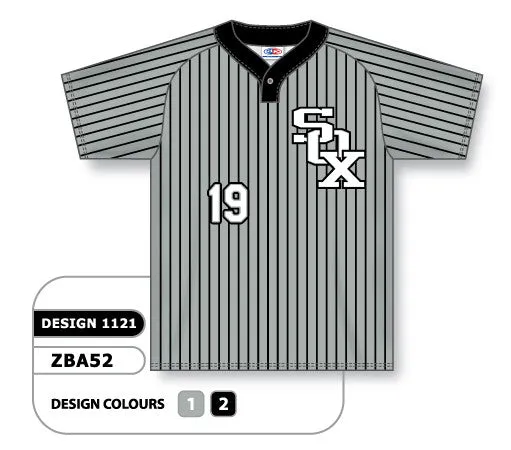 Athletic Knit Custom Sublimated One-Button Pro Placket Baseball Jersey Design 1121