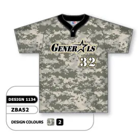 Athletic Knit Custom Sublimated One-Button Pro Placket Baseball Jersey Design 1134