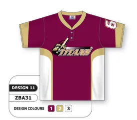 Athletic Knit Custom Sublimated Two-Button Baseball Jersey Design 0911