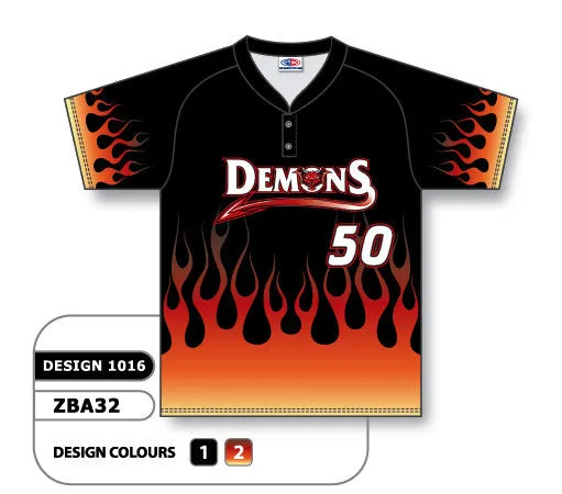 Athletic Knit Custom Sublimated Two-Button Baseball Jersey Design 1016