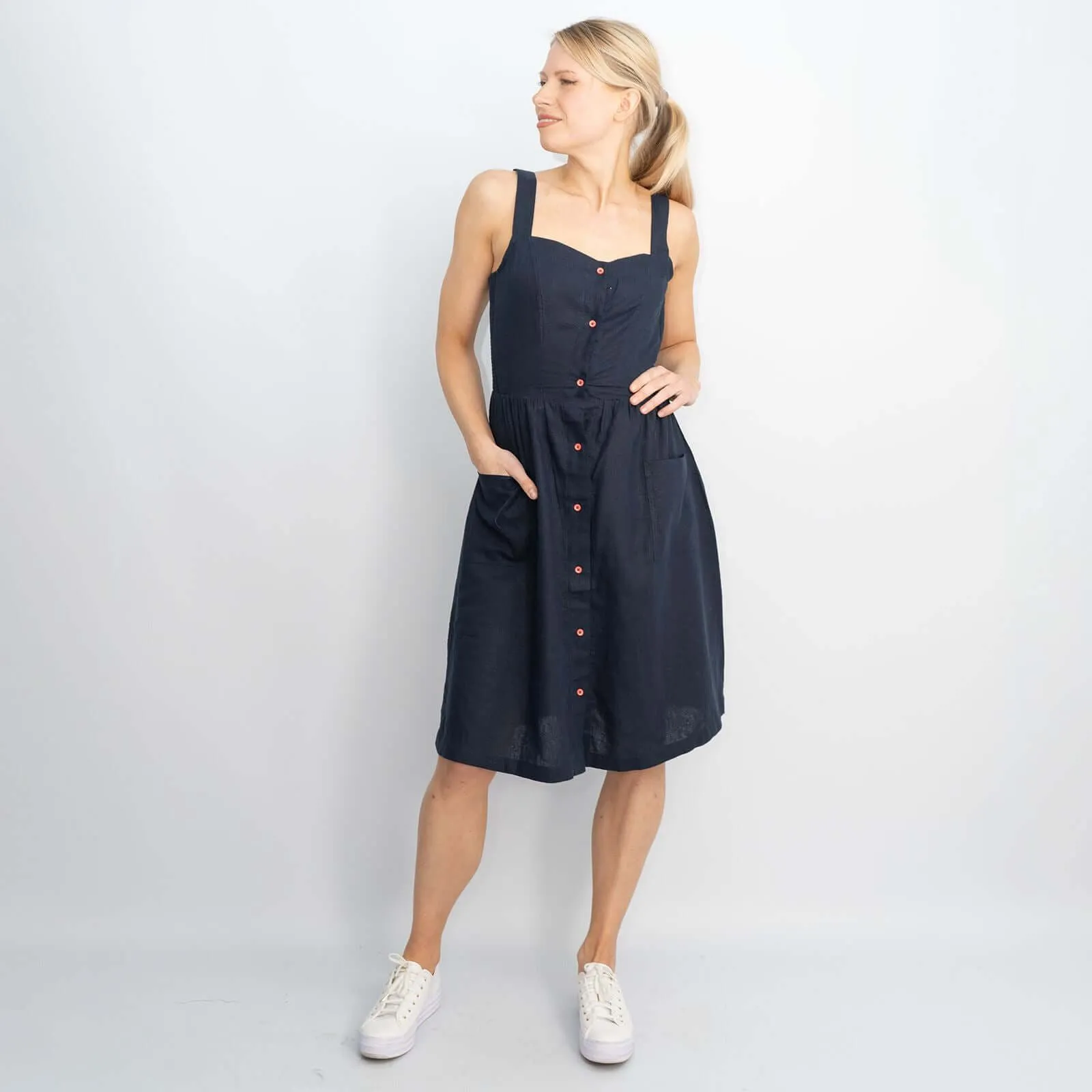 Aubrey Sleeveless Navy Blue Casual Short Summer Dresses