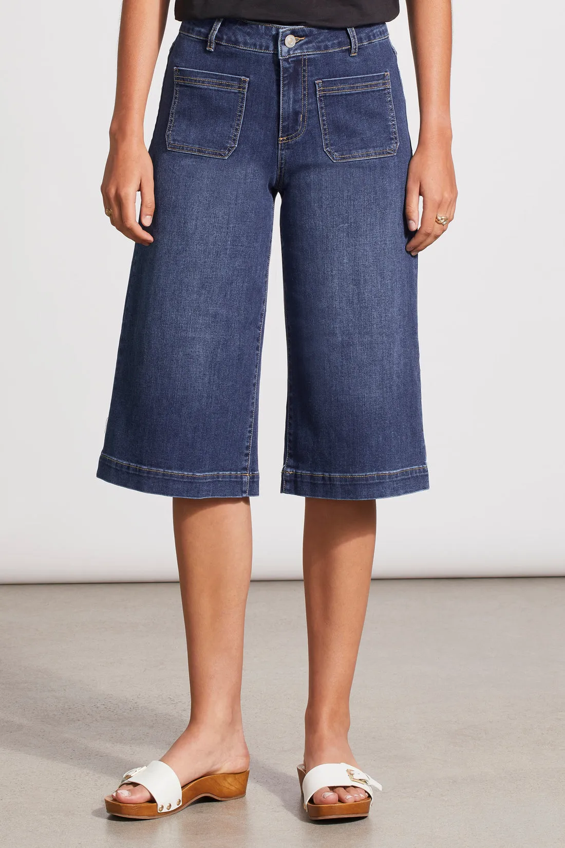 Audrey Capri Palazzo Jeans With Patch Pockets