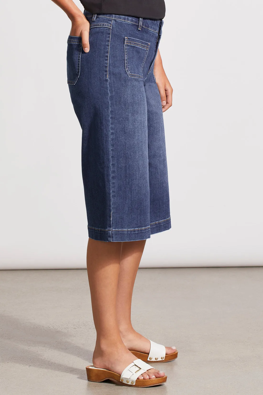 Audrey Capri Palazzo Jeans With Patch Pockets