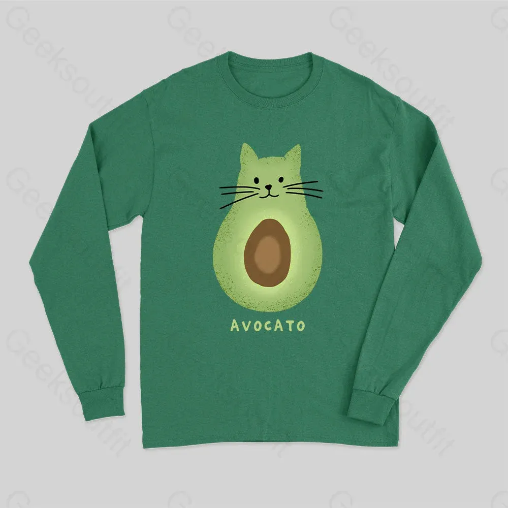 Avocato Cat Avocado Pun Long Sleeve T-Shirt