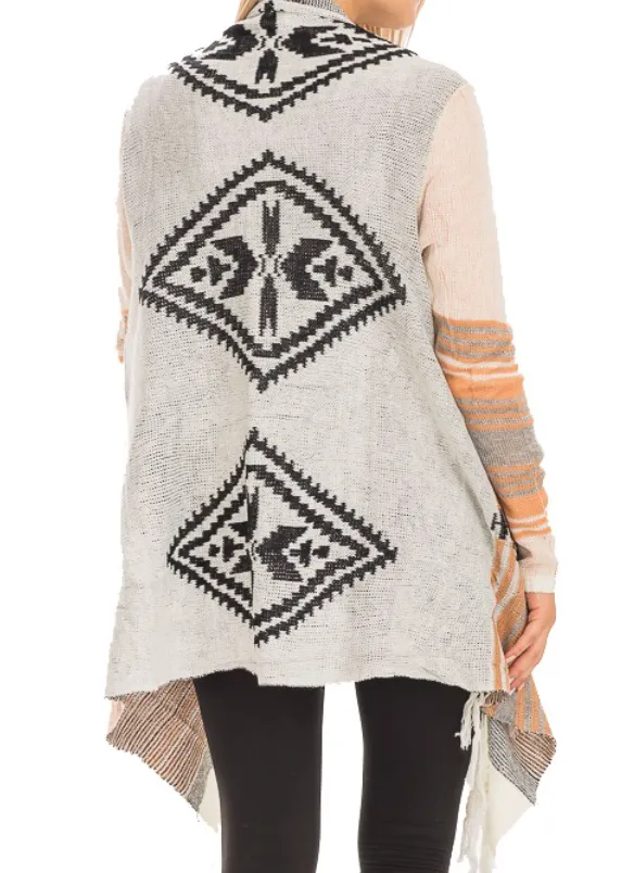 Aztec Geometric Boho Fringe Cardigan - 2 Colors