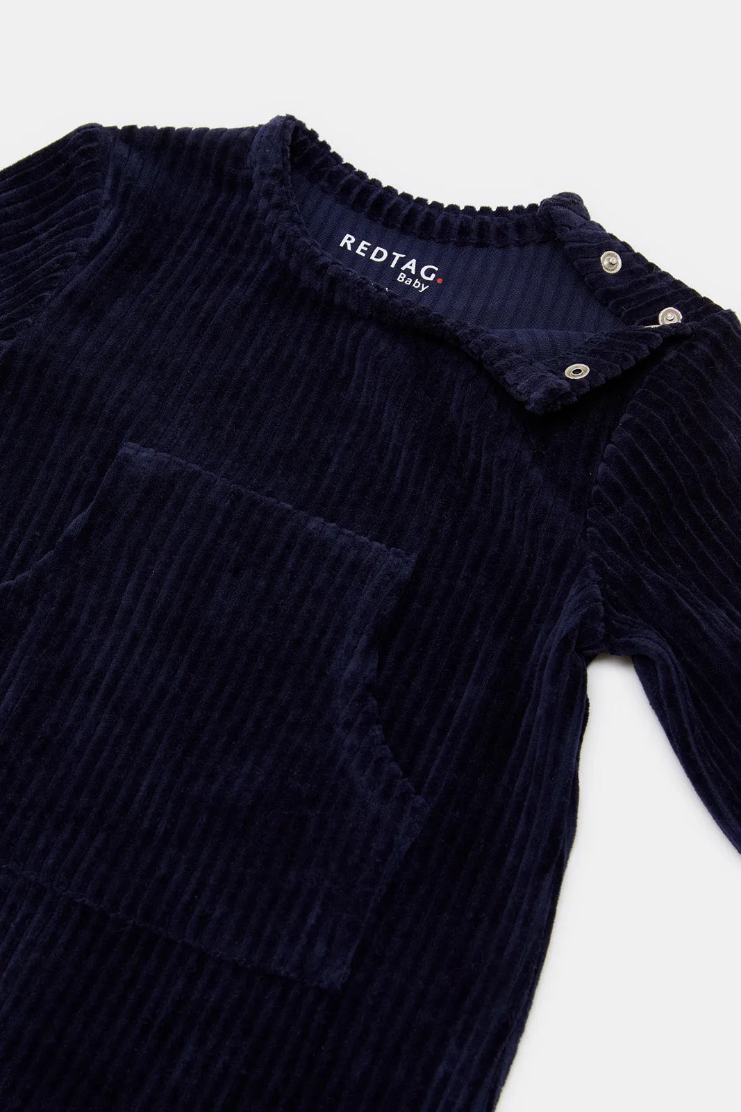 Babies Navy Textured Romper