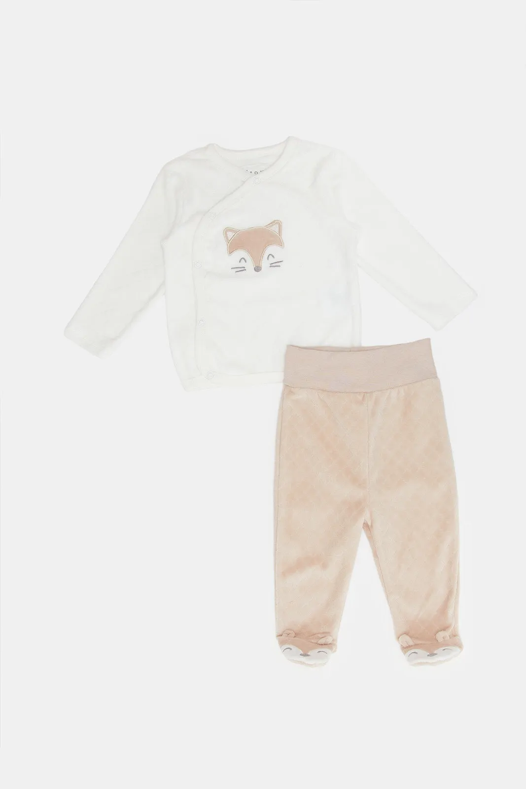 Baby Beige Fox Print Pyjama Set (2 Piece)