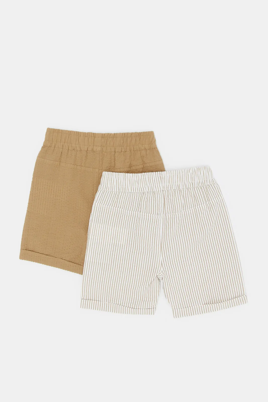 Baby Boys Beige And Brown Shorts Set (Pack Of 2)