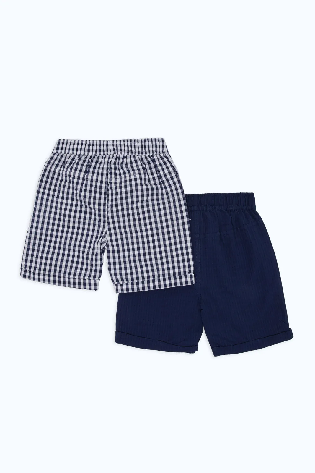 Baby Boys Blue And White Shorts Set (Pack Of 2)