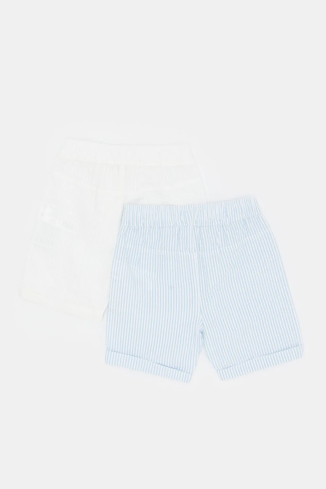 Baby Boys Blue And White Shorts Set (Pack Of 2)