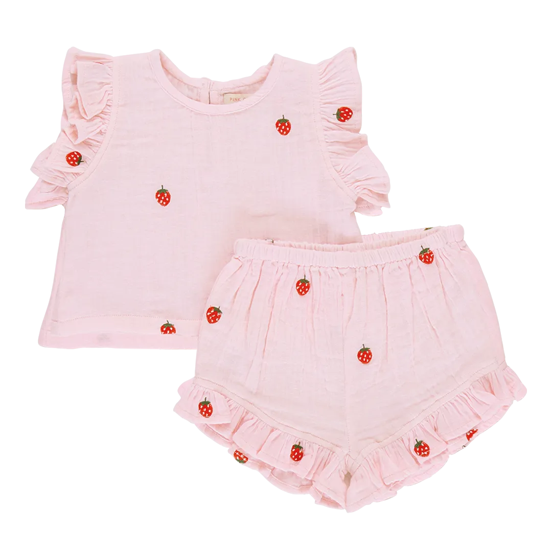 Baby Girls Roey 2-Piece Set - Strawberry Embroidery