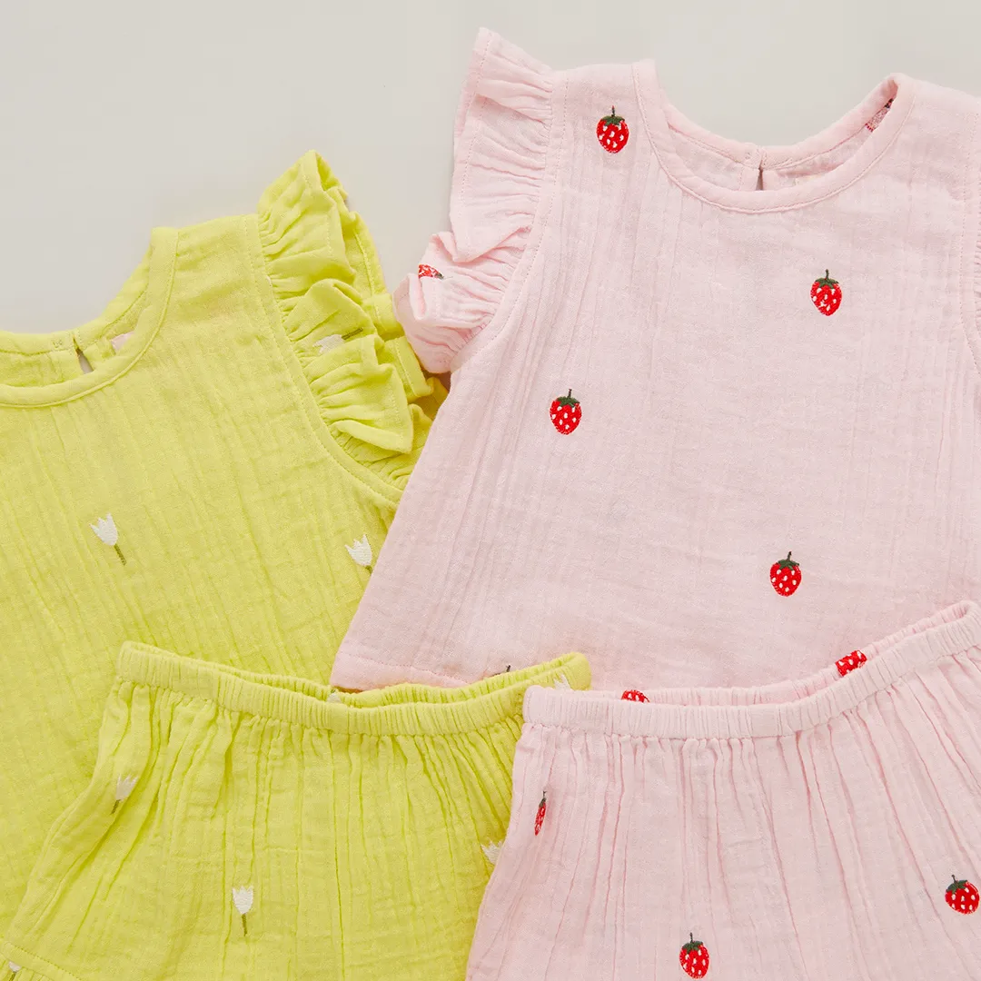 Baby Girls Roey 2-Piece Set - Strawberry Embroidery