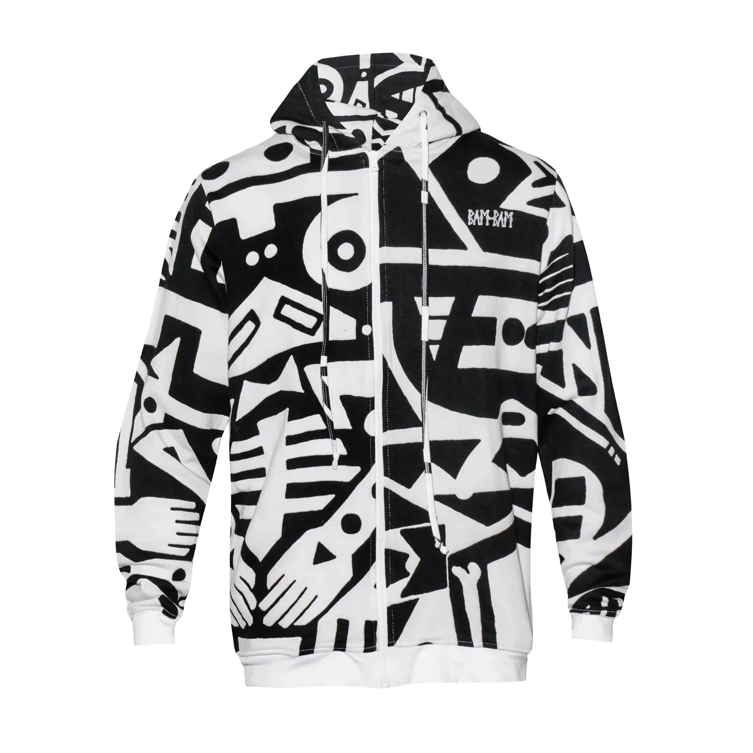 B&W Zip Up French Terry Hoodie