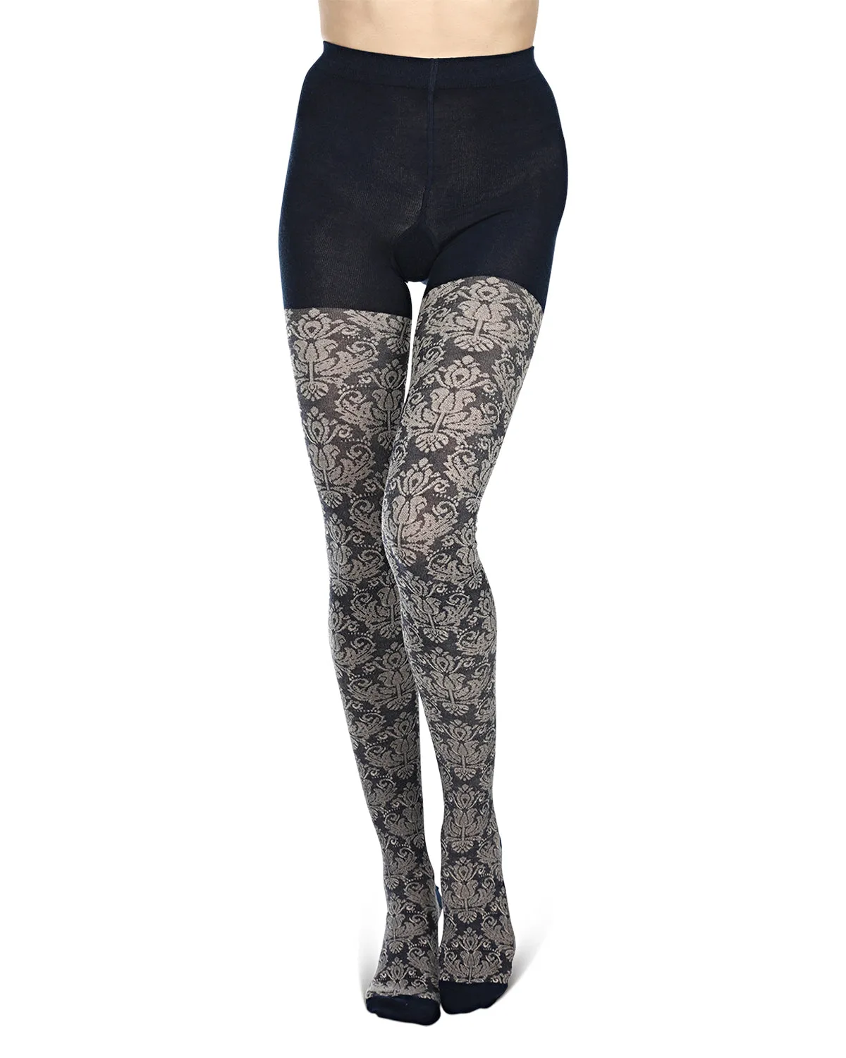 Baroque Patterned Cotton Blend Sweater Tights