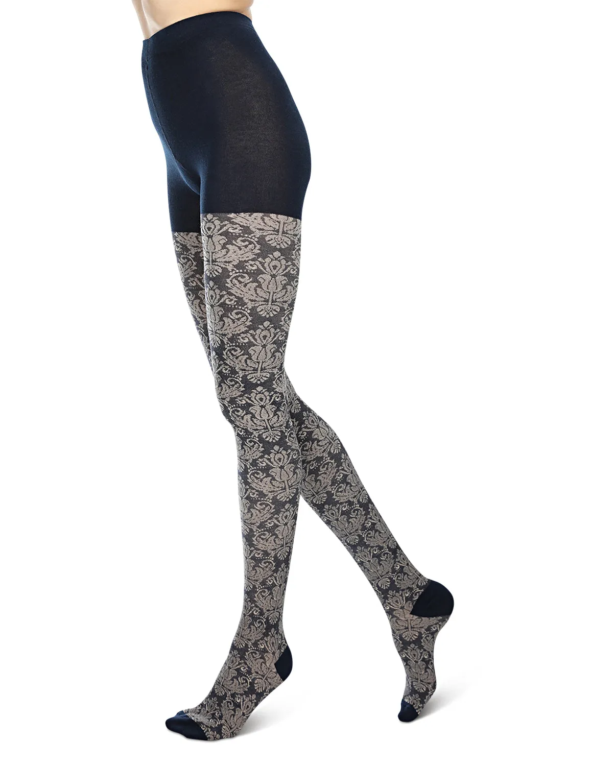 Baroque Patterned Cotton Blend Sweater Tights